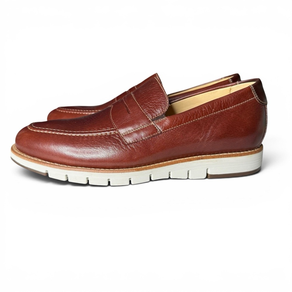Johnston & Murphy Mens 9 M Martell Penny Loafer Mahogany Sheepskin Leather NWOB